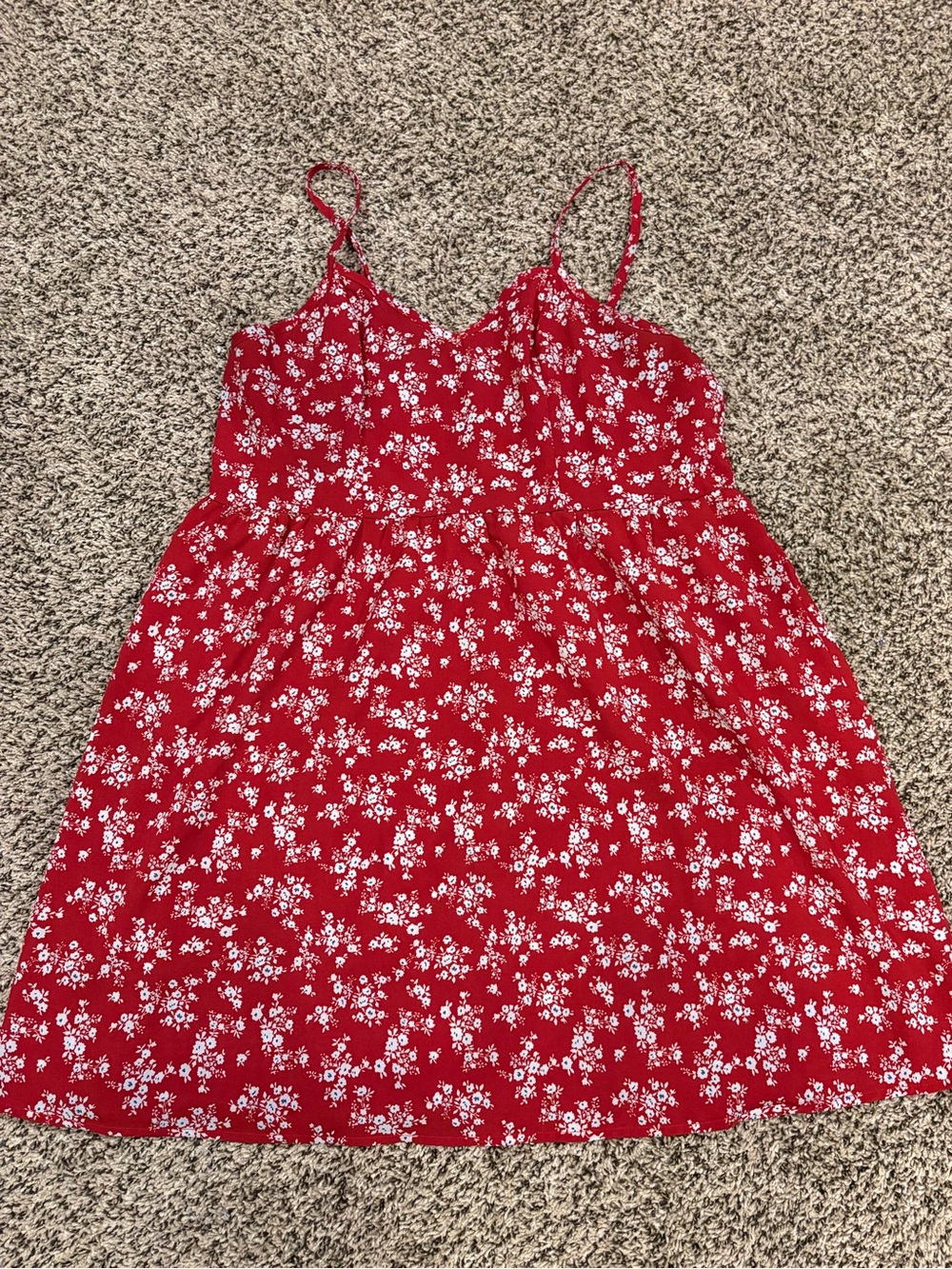 Red Floral Spaghetti-Strap Mini Dress